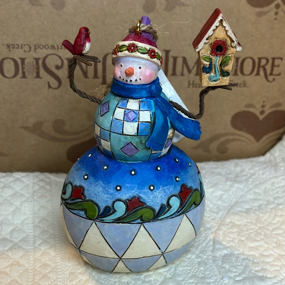 Jim Shore Blue Snowman Figurine